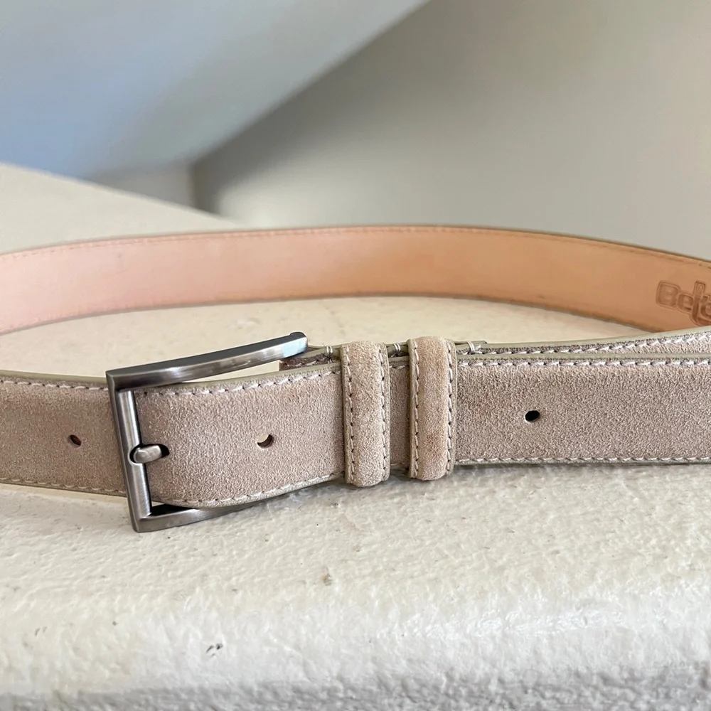 Unisex  Genuine Suede Leather tan neutral belt Casual work Belt size 32